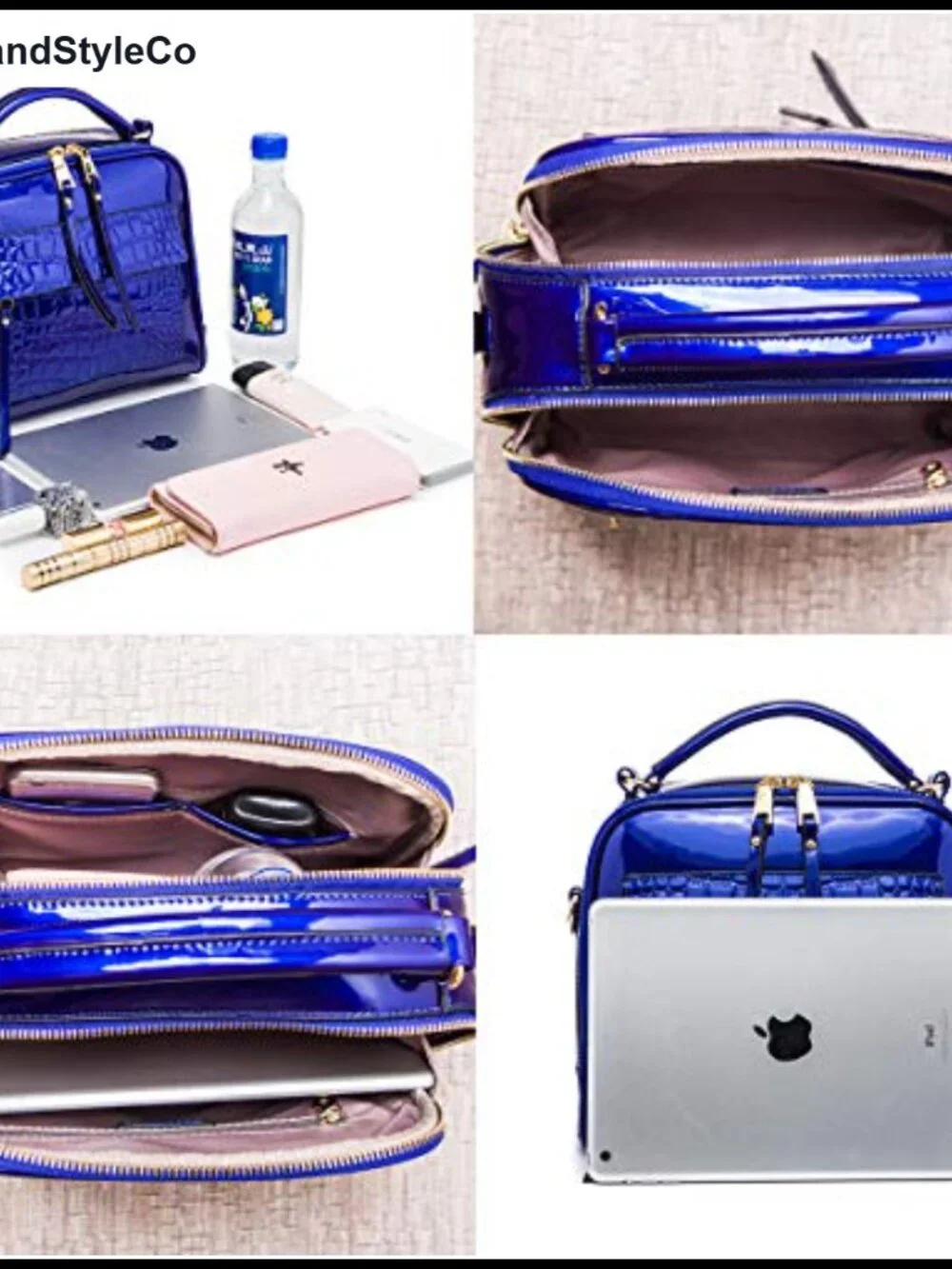Women's Patent Leather Satchel Handbag PU Crocodile Print Shoulder Crossbody